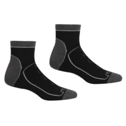 Regatta Calcetines Al Tobillo Samaris Trail Para Hombre Packs De 2 Negro, Acero Oscuro