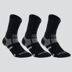 Calcetines Altos De Tenis Pack De 3 Artengo RS 560 Blanco Gris -ZAS Ventas calcetines altos de deporte artengo rs 560 negro gris lote de 3 pares
