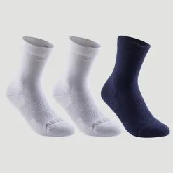 Calcetines Altos De Tenis Niños Pack De 3 Artengo RS 160 Azul Marino