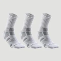 Calcetines Altos De Tenis Pack De 3 Artengo RS 560 Blanco Gris