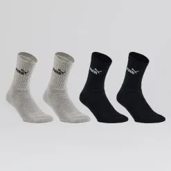 Calcetines Altos De Tenis Pack De 4 Puma Gris Negro Algodón