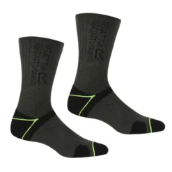 Regatta Calcetines Blister Protection II Para Hombre Pack De 2 Negro, Lima Eléctrico
