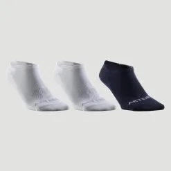Calcetines Cortos De Tenis Pack De 3 Artengo RS 160 Blanco Azul Marino