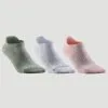 Calcetines Cortos De Tenis Pack De 3 Artengo RS 500 Caqui Blanco Rosa