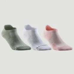 Calcetines Cortos De Tenis Pack De 3 Artengo RS 500 Caqui Blanco Rosa
