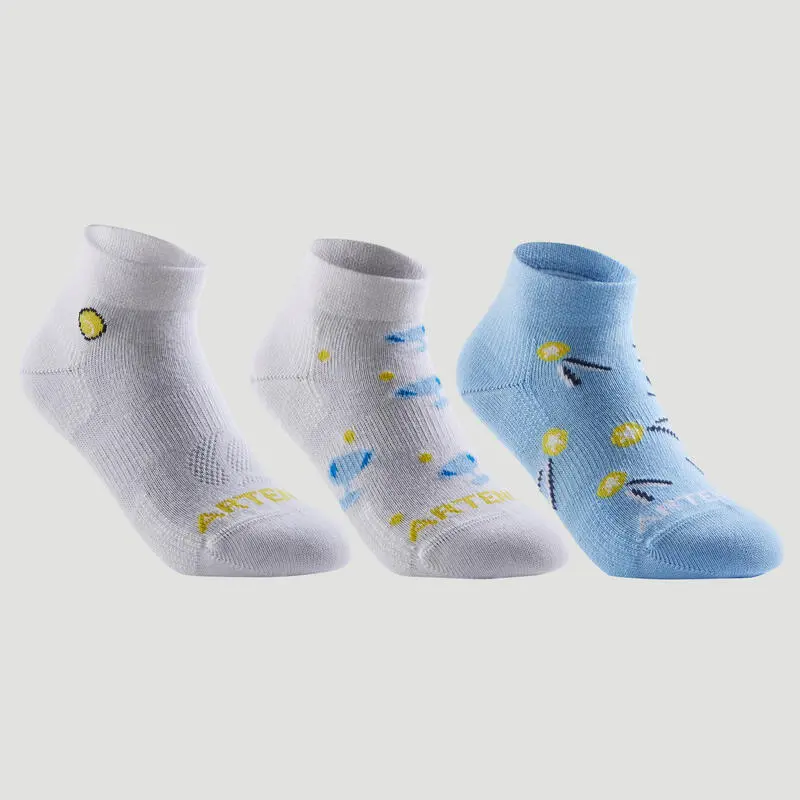 Calcetines Media Caña Tenis Niños Pack De 3 Artengo RS160 Azul Blanco Logo 1 Calcetines Media Caña Tenis Niños Pack De 3 Artengo RS160 Azul Blanco Logo
