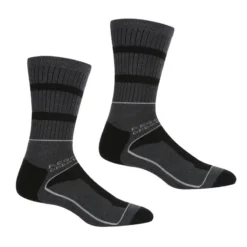 Regatta Calcetines Samaris 3 Season Para Hombre Pack De 2 Negro, Acero Oscuro