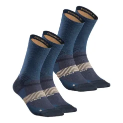 Calcetines Altos De Montaña Y Trekking Anti-rozaduras 2 Pares Quechua MH520 -ZAS Ventas calcetines senderismo hike 520 doble high azul marino x2 pares