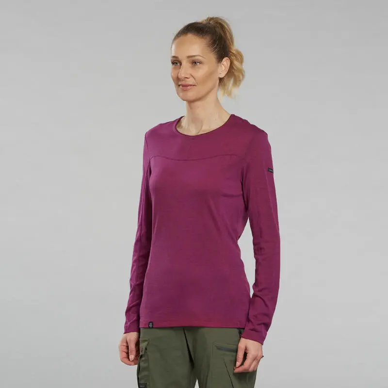 Camiseta De Montaña Y Trekking Lana Merino Mujer Forclaz MT500 Rosa 1 Camiseta De Montaña Y Trekking Lana Merino Mujer Forclaz MT500 Rosa