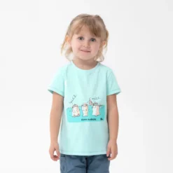 Camiseta De Montaña Y Trekking Manga Corta Niños 2-6 Años Quechua MH100 Verde