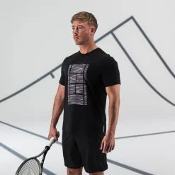 Camiseta De Tenis Manga Corta Hombre Artengo TTS Soft Negro Lila Gaël Monfils