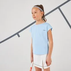 Camiseta De Tenis Manga Corta Niña Artengo 500 Celeste