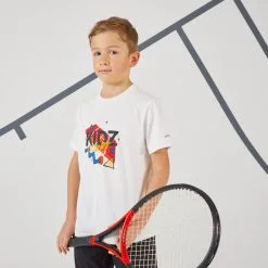 Artengo Camiseta De Tenis Manga Corta Niño TTS100 Kidz Blanco Estampado
