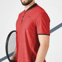 Camiseta De Tenis Manga Corta Slim Con Cuello Hombre Artengo TTS Dry Rojo -ZAS Ventas camiseta de tenis manga corta slim con cuello hombre artengo tts dry rojo 4