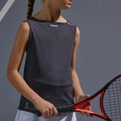 Camiseta De Tenis Sin Mangas Niña Artengo TTK900 Gris Carbón