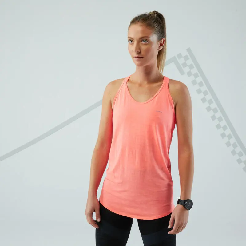 Camiseta Sin Mangas Running Mujer - KIPRUN CARE Rojo Coral 1 Camiseta Sin Mangas Running Mujer - KIPRUN CARE Rojo Coral