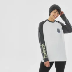 WEDZE Camiseta Térmica De Esquí Lana Merina Mujer - BL 590 Brokovitch - Gris Blanco