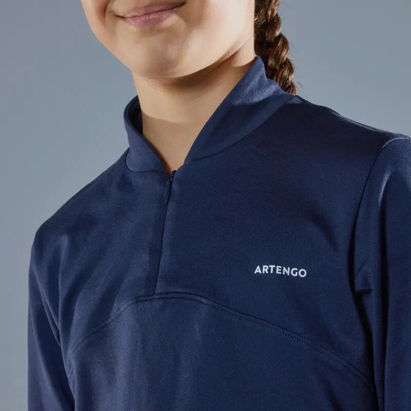 Camiseta Térmica De Tenis Niña Artengo 500 Azul Marino 2 Camiseta Térmica De Tenis Niña Artengo 500 Azul Marino - Imagen 2