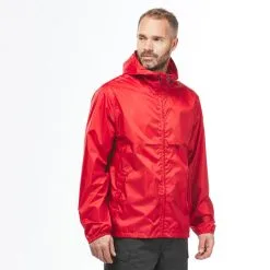 Chubasquero Impermeable De Montaña Y Trekking Hombre Quechua NH100 Rojo