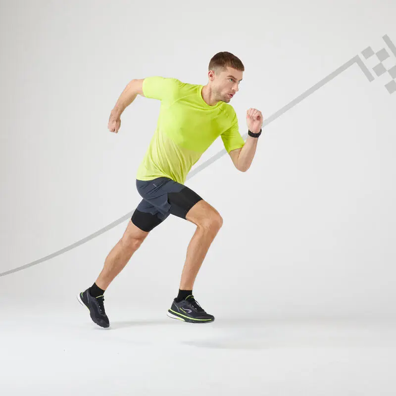 KIPRUN Pantalón Corto Running 2 En 1 Con Mallas Hombre Gris Negro 3 KIPRUN Pantalón Corto Running 2 En 1 Con Mallas Hombre Gris Negro - Imagen 3