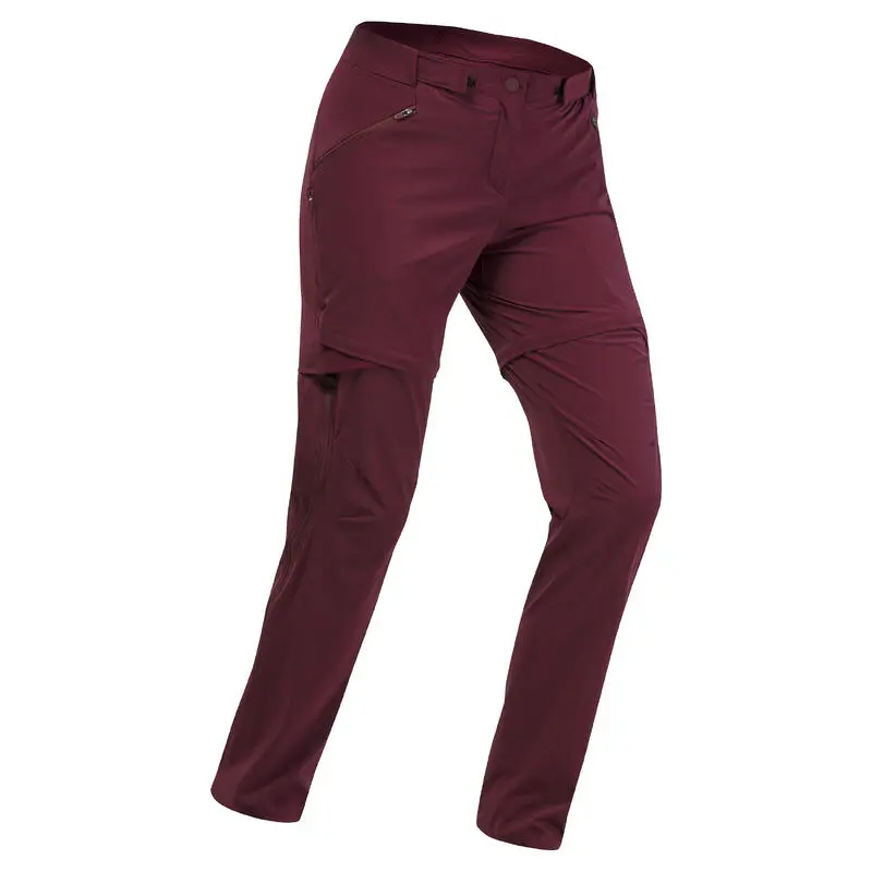 Quechua Pantalón Transformable De Senderismo Montaña - MH550 - Burdeos - Mujer 2 Quechua Pantalón Transformable De Senderismo Montaña - MH550 - Burdeos - Mujer - Imagen 2