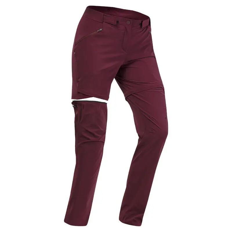 Quechua Pantalón Transformable De Senderismo Montaña - MH550 - Burdeos - Mujer 1 Quechua Pantalón Transformable De Senderismo Montaña - MH550 - Burdeos - Mujer